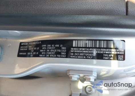 2016 Jeep Renegade Latitude z USA, uszkodzony, nr VIN ZACCJBBT7GPD82139